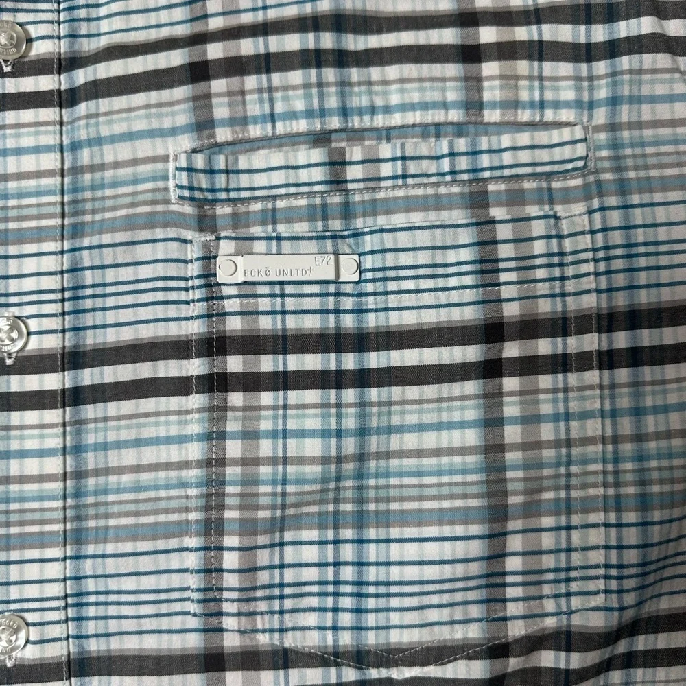 ECKO UNLTD Men's Blue and Brown Plaid Shirt - Picture 4 of 9